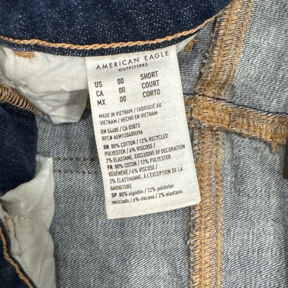 American Eagle Outfitters Ripped Dark Blue Skinny Jeans • 00 Short - Picture 4 of 4